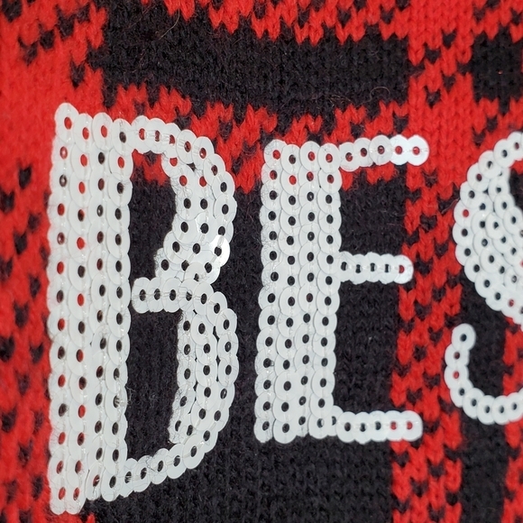 Derek Heart "Santa's Bestie" Buffalo Check Sweater. Sz Large - Picture 4 of 7